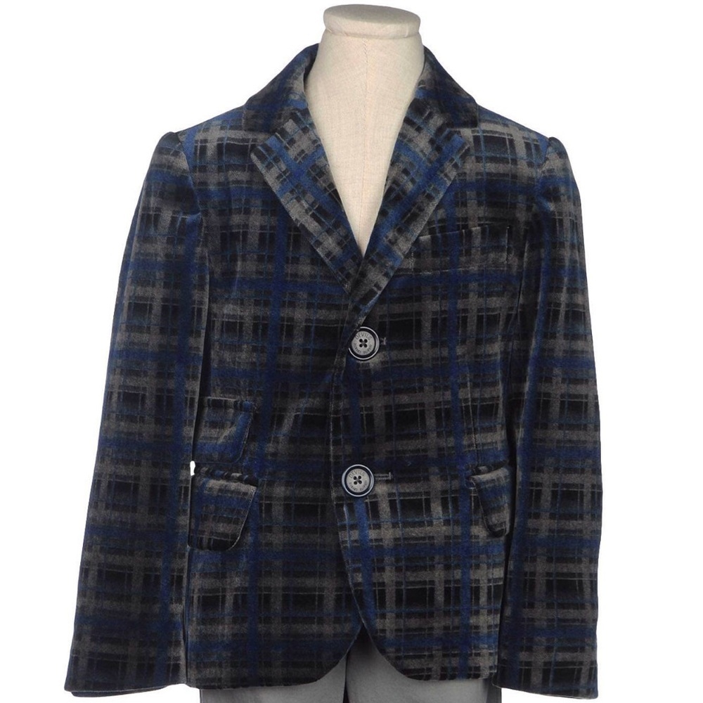 Roberto Cavalli Boys' Plaid Velvet Blazer Size: 4T